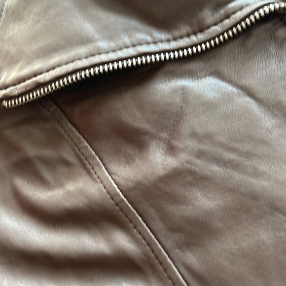IDENTIFY dark brown leather jacket sz4/6 soft supple Schott Perfecto style - Picture 7 of 8